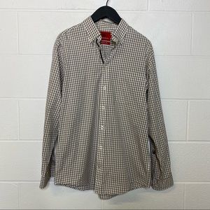 Southern Proper Brown and White Plaid Size Medium Button Down Shirt